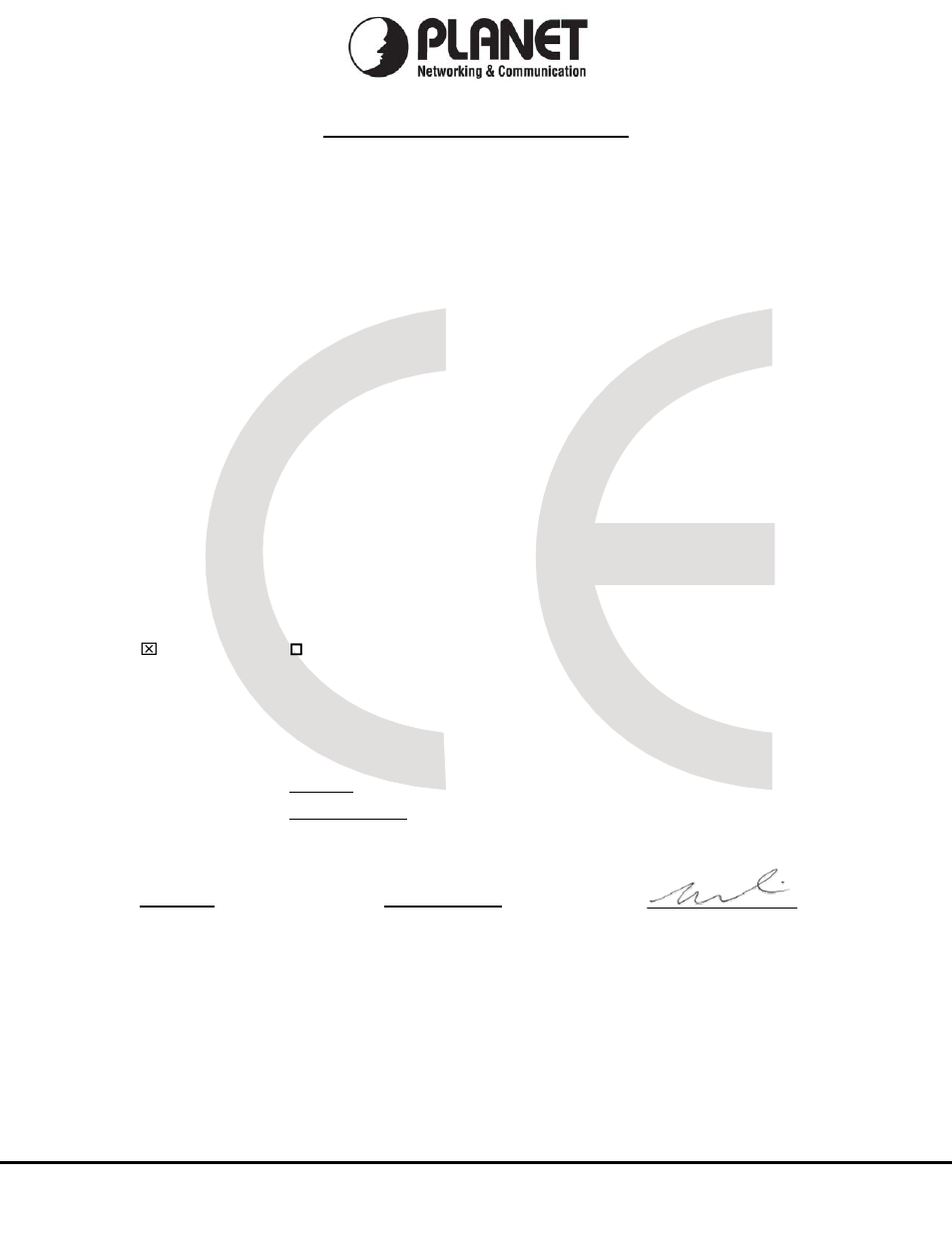 Ec declaration of conformity, Planet technology corporation | PLANET WNAP-1110 User Manual | Page 69 / 70