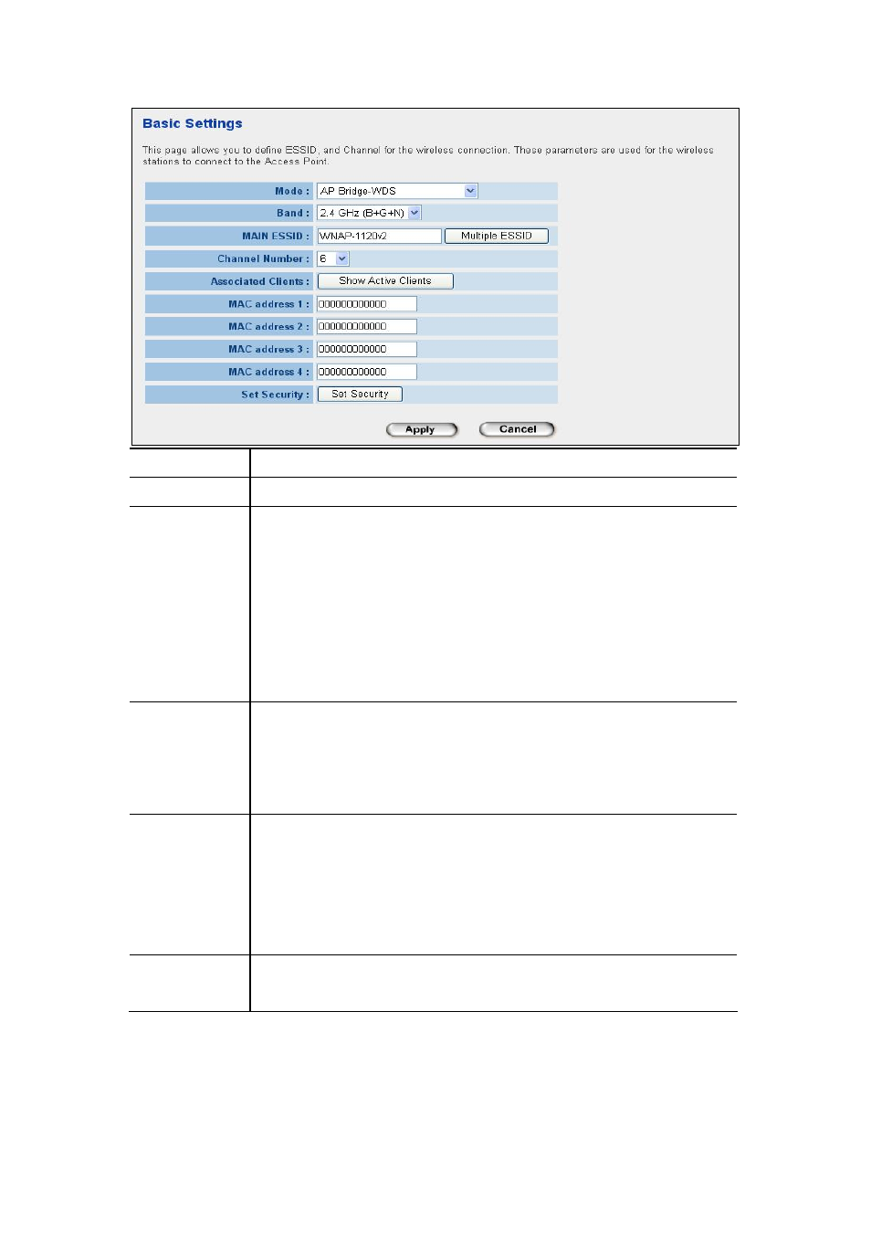 Parameter description | PLANET WNAP-1120 User Manual | Page 20 / 49
