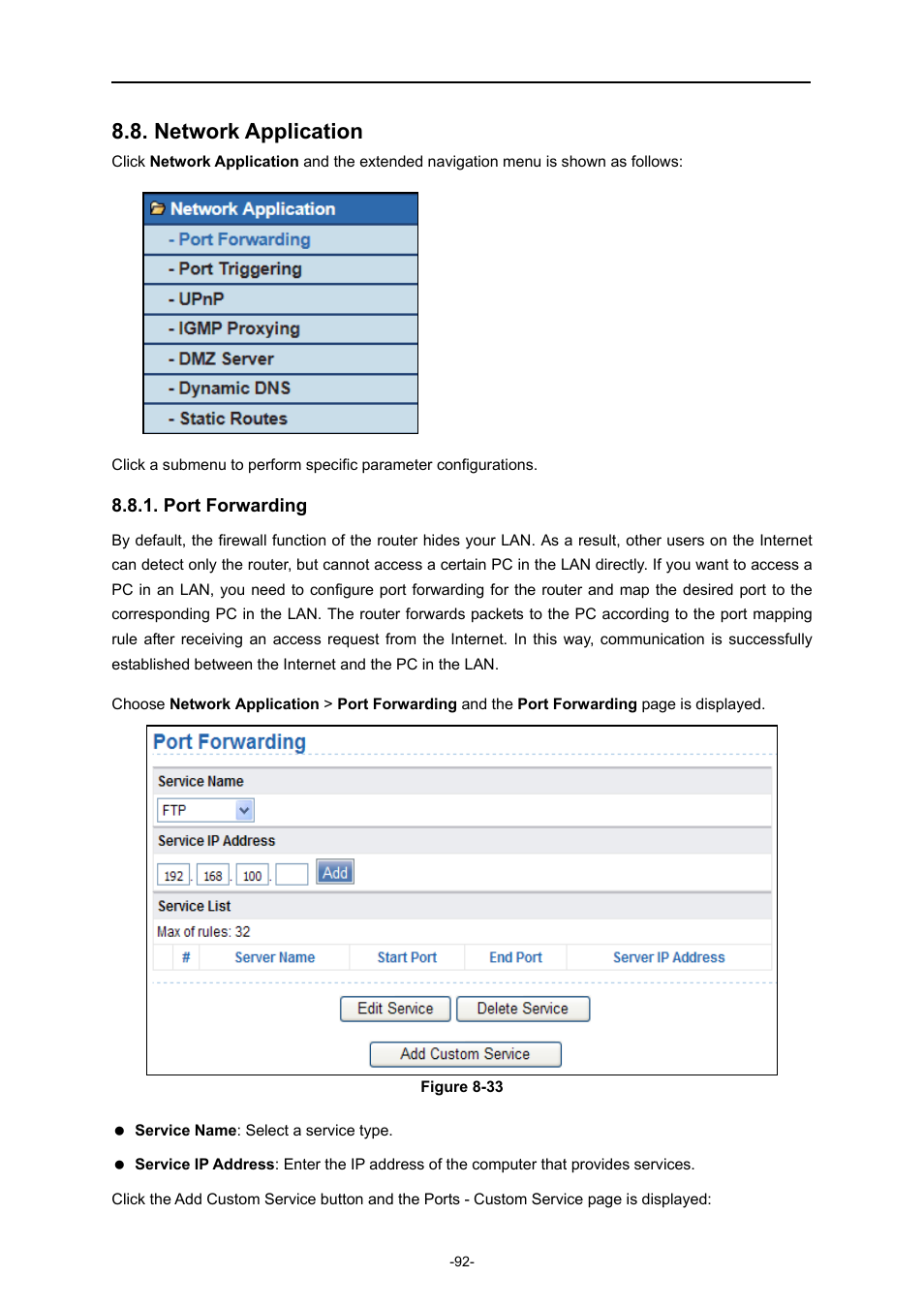 Network application, Port forwarding | PLANET WNAP-1260 User Manual | Page 100 / 154