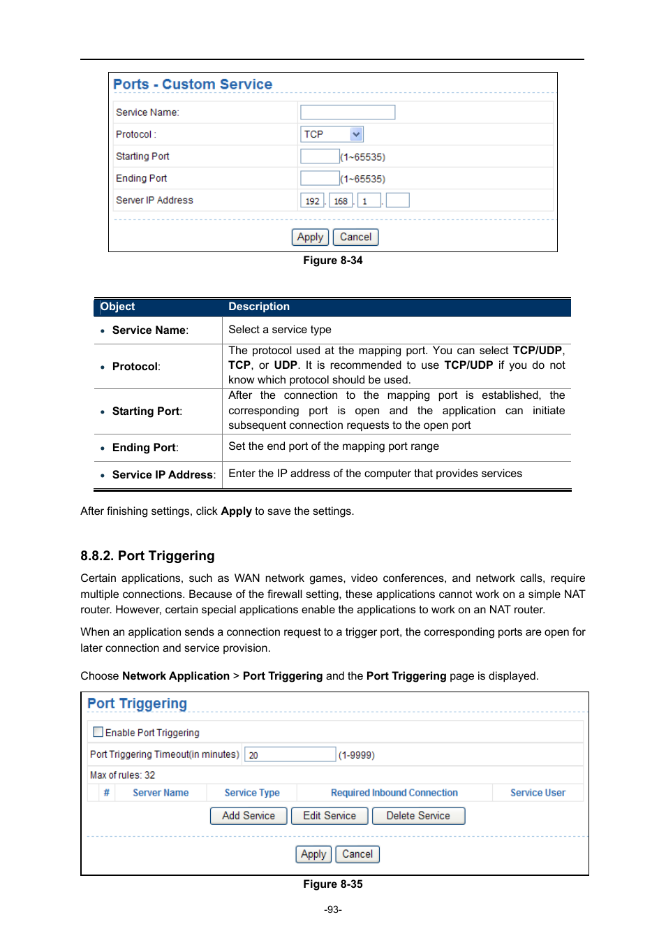 Port triggering | PLANET WNAP-1260 User Manual | Page 101 / 154