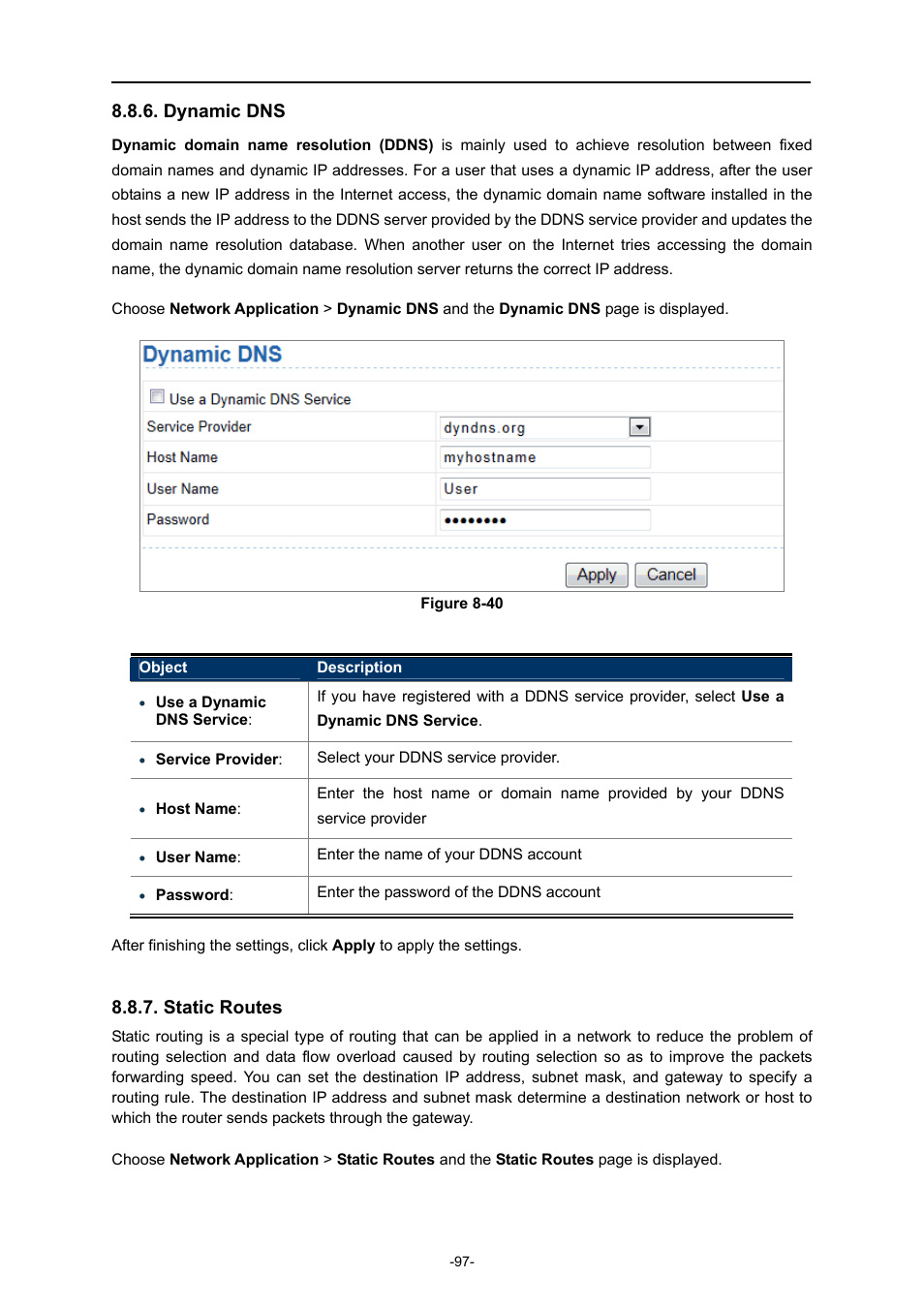 Dynamic dns, Static routes | PLANET WNAP-1260 User Manual | Page 105 / 154