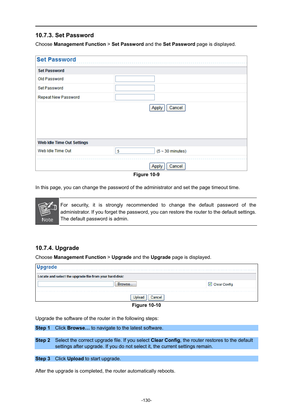 Set password, Upgrade | PLANET WNAP-1260 User Manual | Page 138 / 154