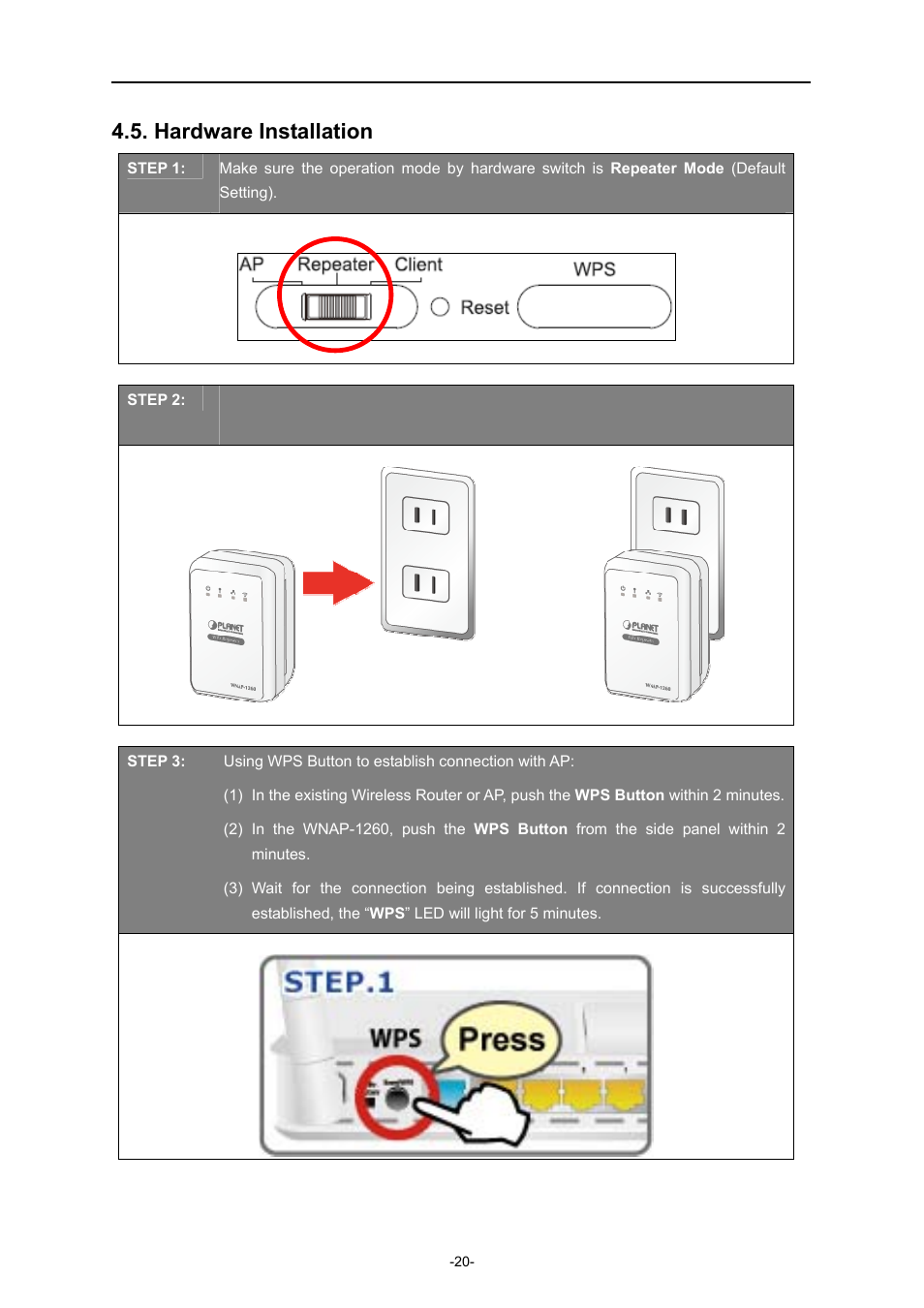 Hardware installation | PLANET WNAP-1260 User Manual | Page 28 / 154