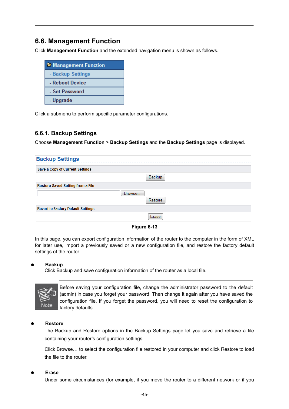 Management function, Backup settings | PLANET WNAP-1260 User Manual | Page 53 / 154