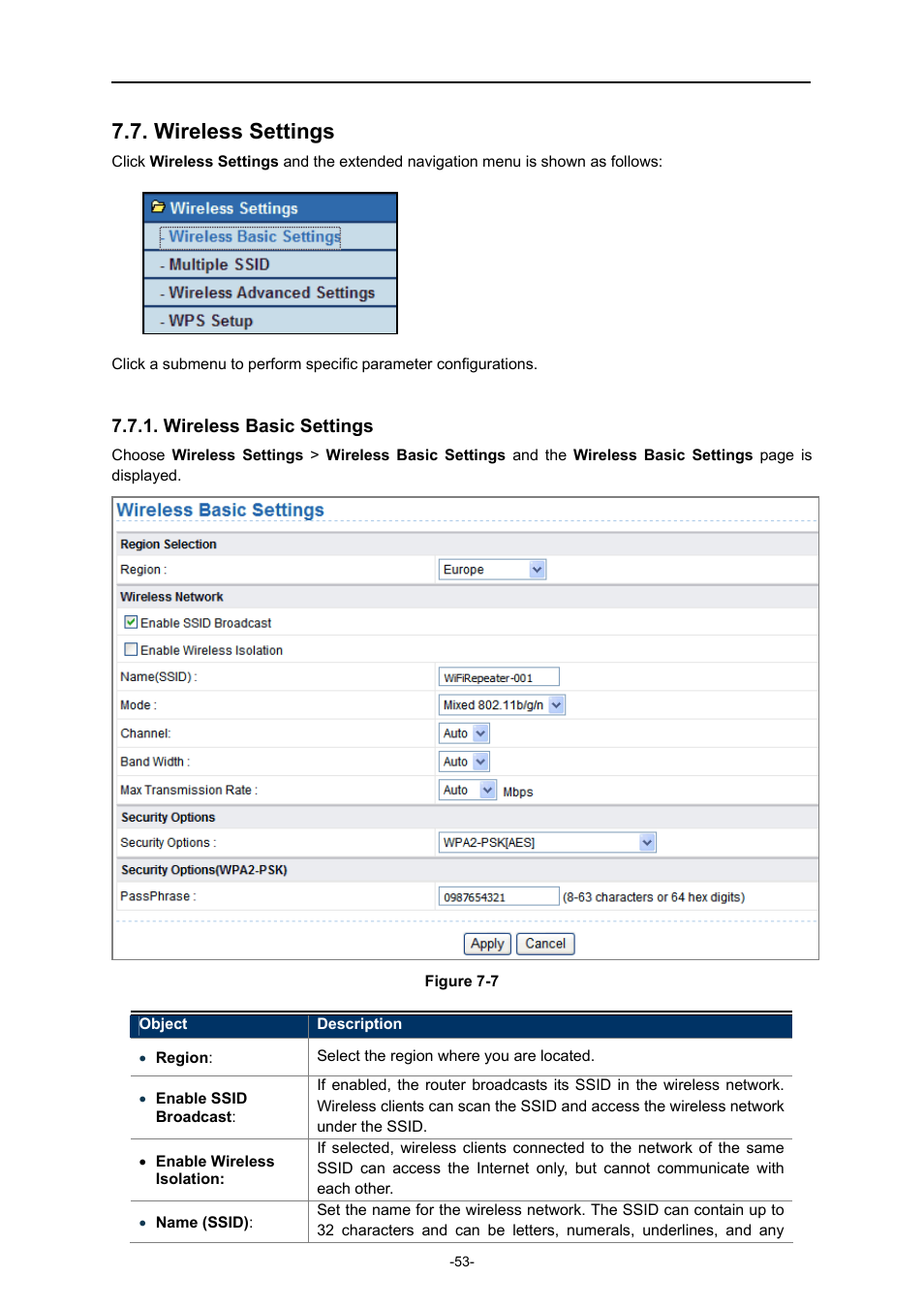 Wireless settings, Wireless basic settings | PLANET WNAP-1260 User Manual | Page 61 / 154