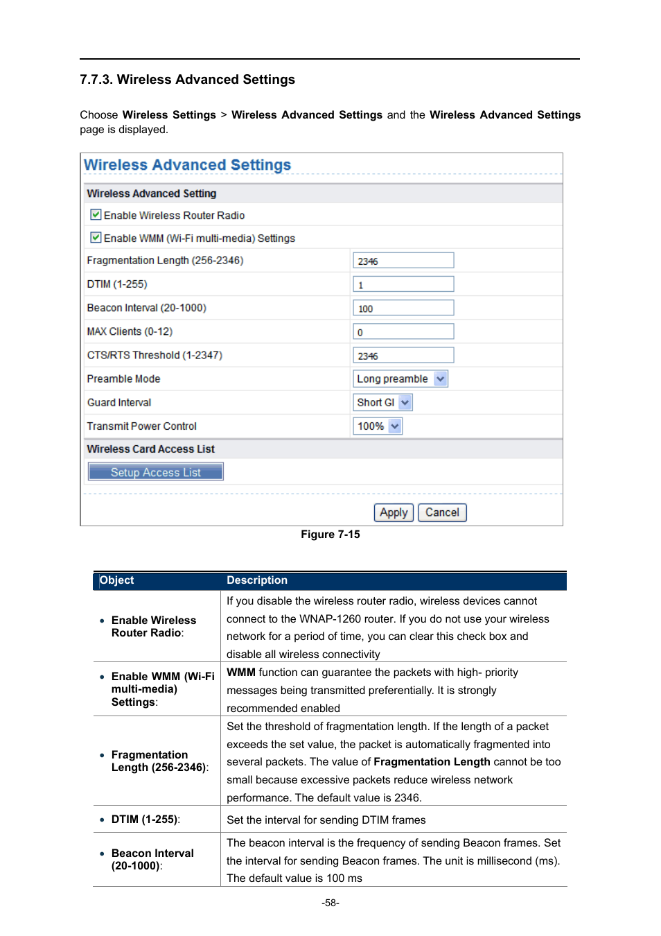 Wireless advanced settings | PLANET WNAP-1260 User Manual | Page 66 / 154