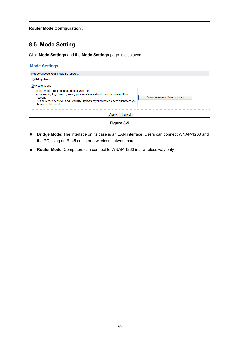 Mode setting | PLANET WNAP-1260 User Manual | Page 78 / 154