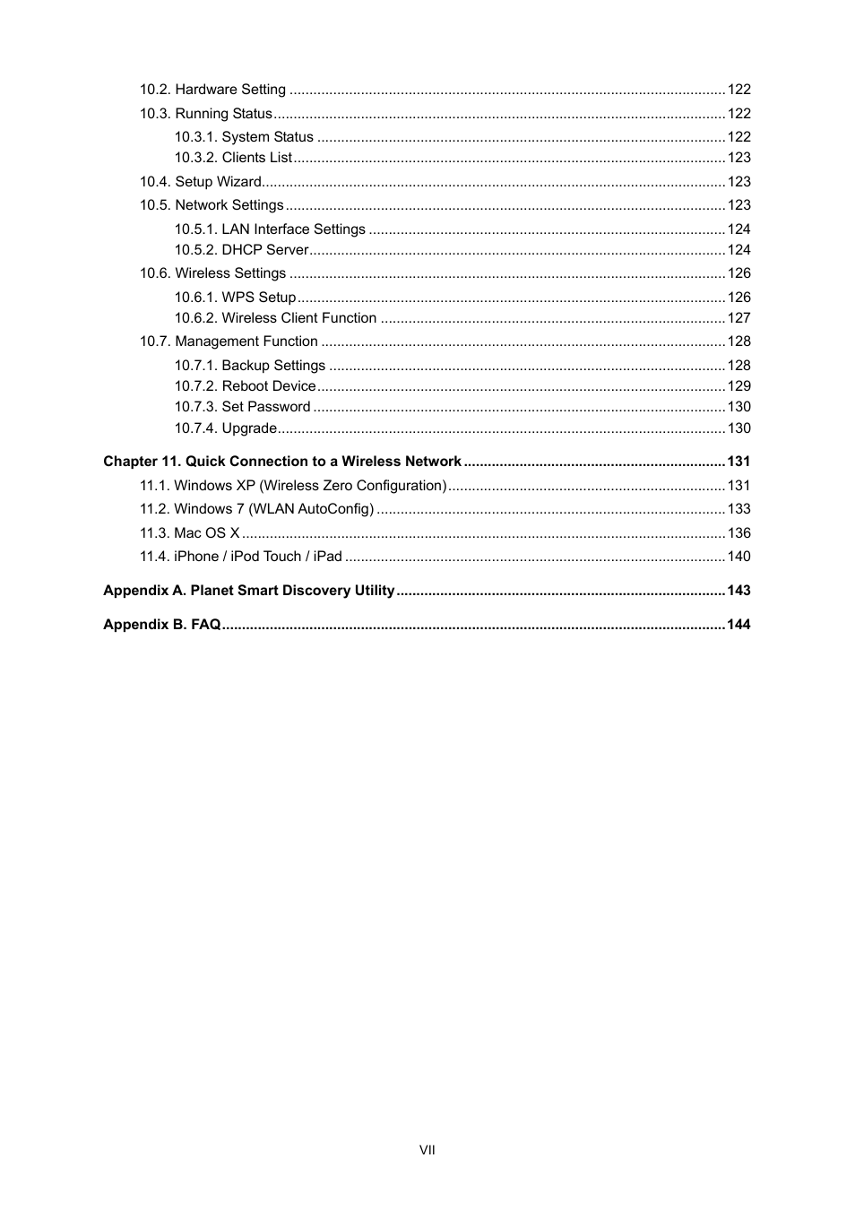 PLANET WNAP-1260 User Manual | Page 8 / 154