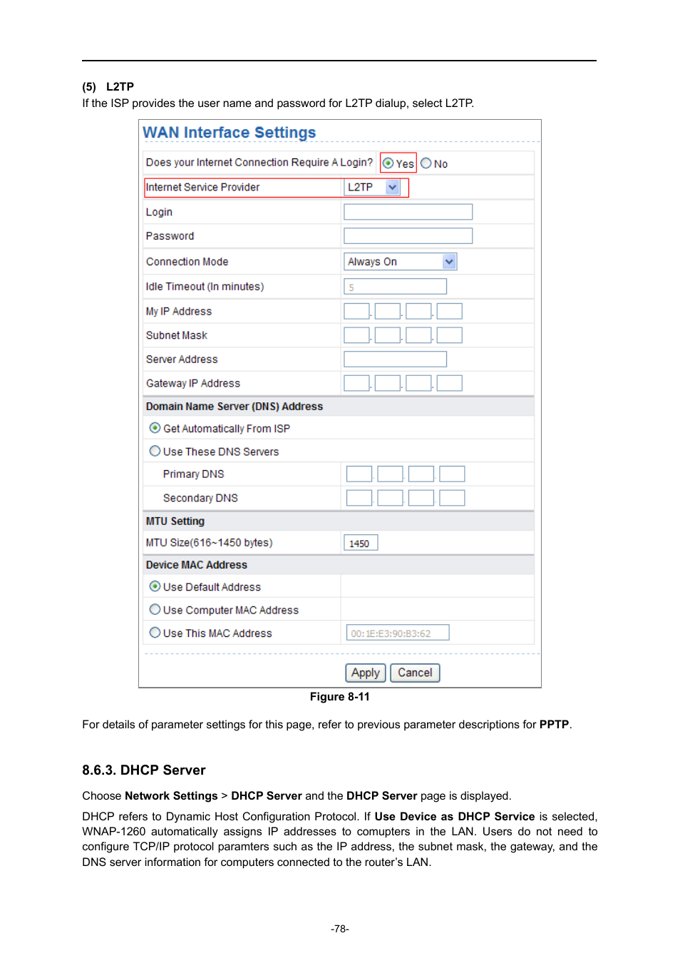 Dhcp server | PLANET WNAP-1260 User Manual | Page 86 / 154