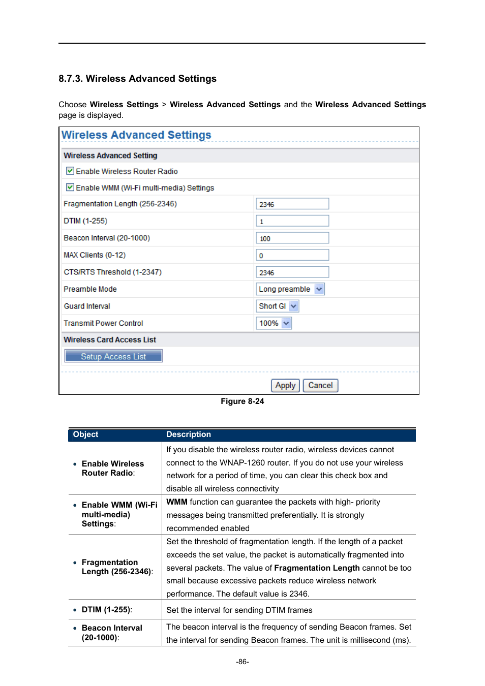 Wireless advanced settings | PLANET WNAP-1260 User Manual | Page 94 / 154