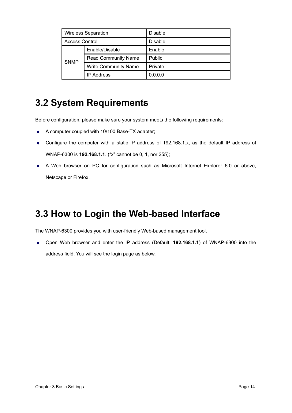 2 system requirements, 3 how to login the web-based interface | PLANET WNAP-6300 User Manual | Page 23 / 66