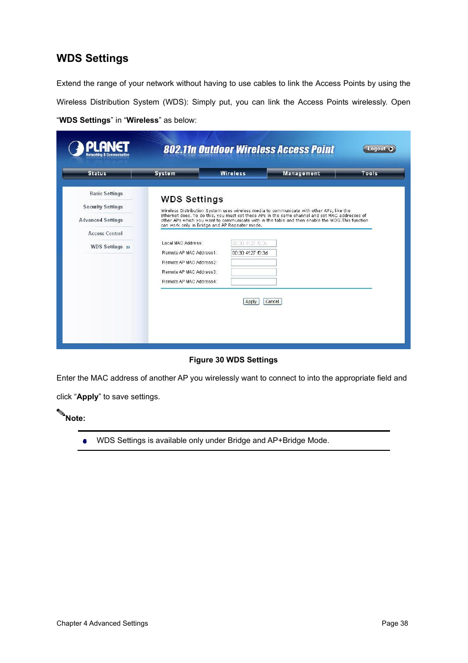 Wds settings | PLANET WNAP-6300 User Manual | Page 47 / 66