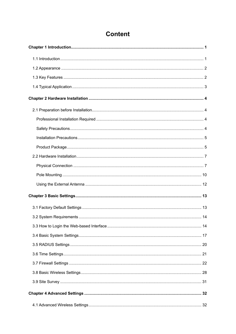 Content | PLANET WNAP-6300 User Manual | Page 6 / 66