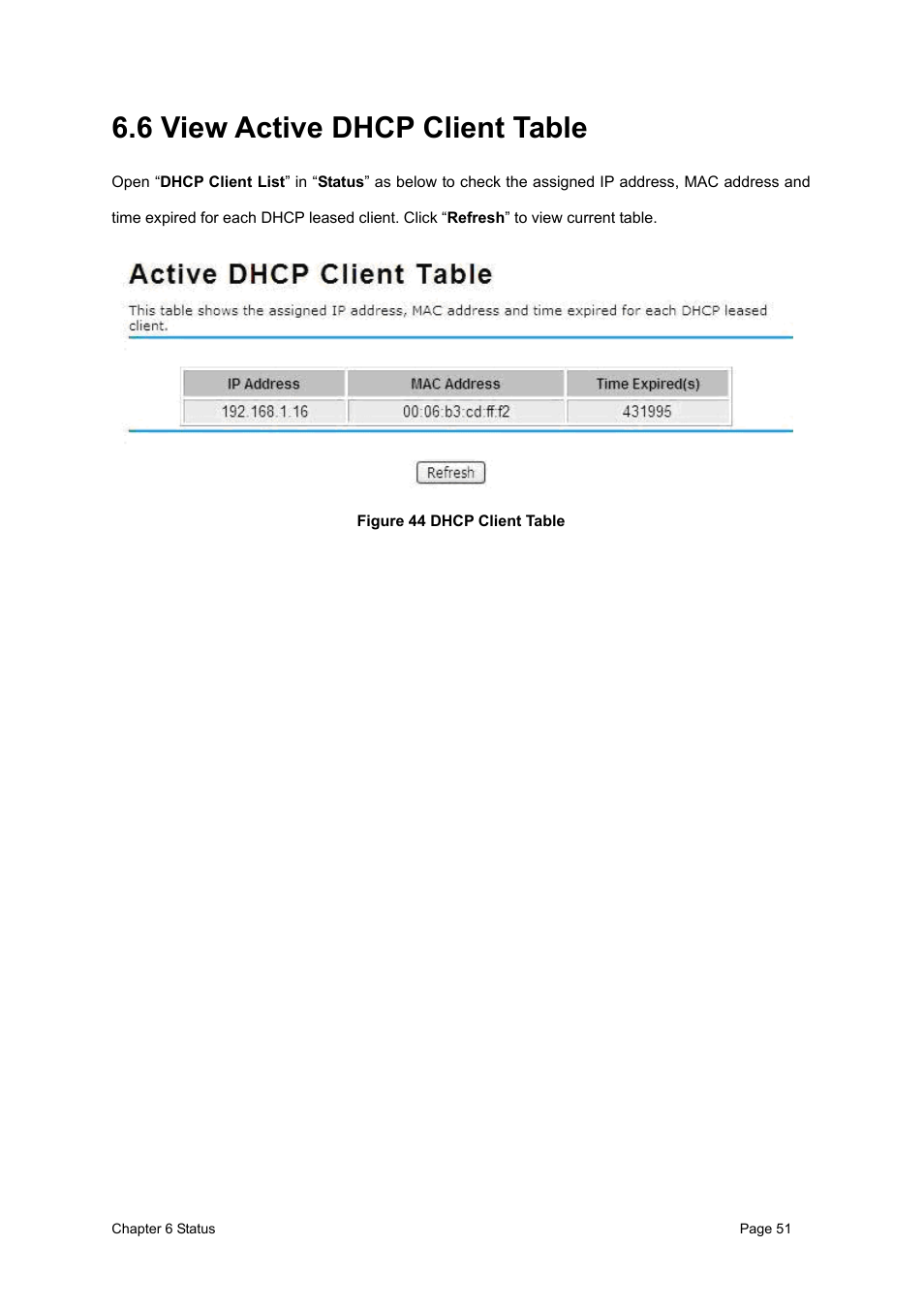 6 view active dhcp client table | PLANET WNAP-6300 User Manual | Page 60 / 66