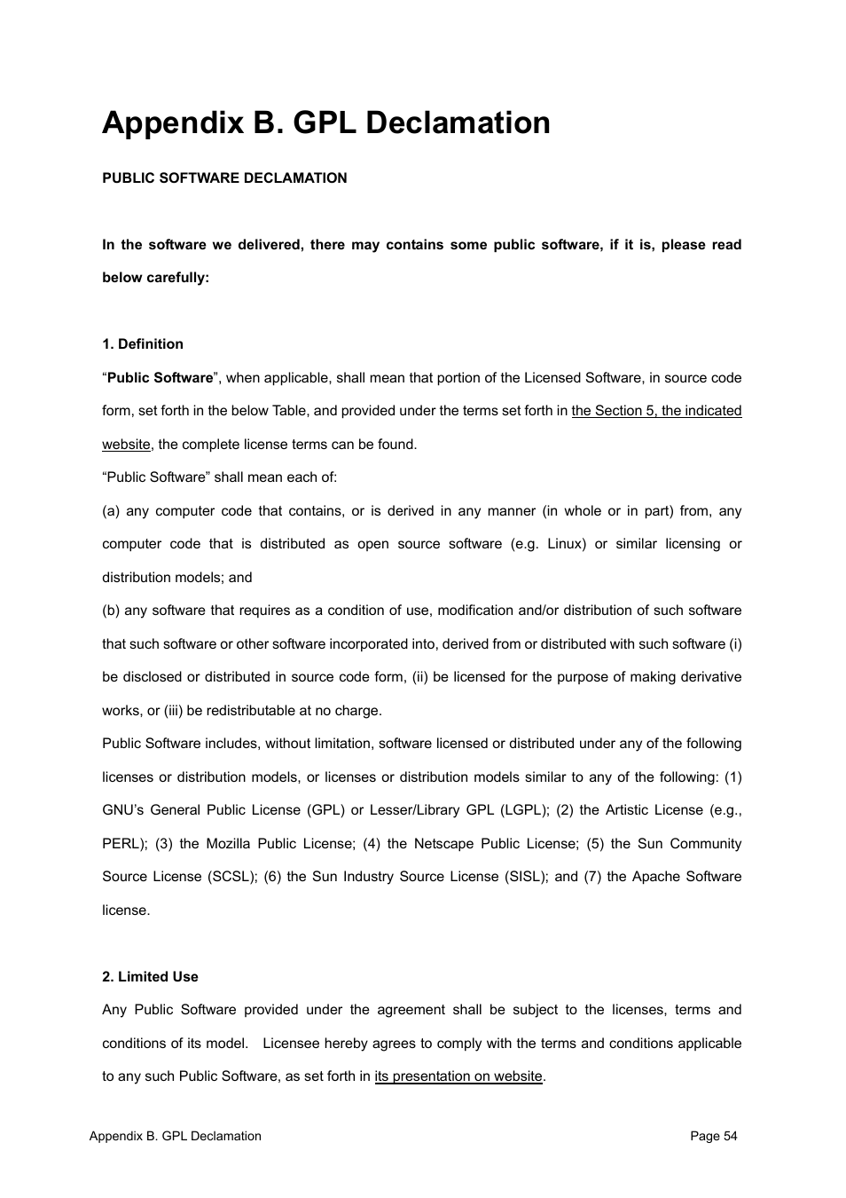 Appendix b. gpl declamation | PLANET WNAP-6300 User Manual | Page 63 / 66