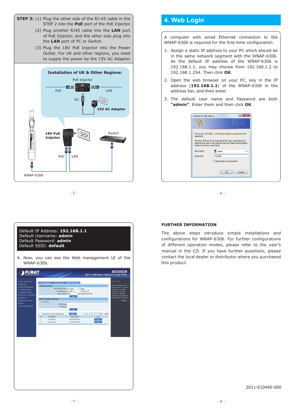 11n wireless outdoor access point, 150mbps, Package contents 2. installation precautions | System installation, Web login, Wnap-6306 | PLANET WNAP-6306 User Manual | Page 2 / 2