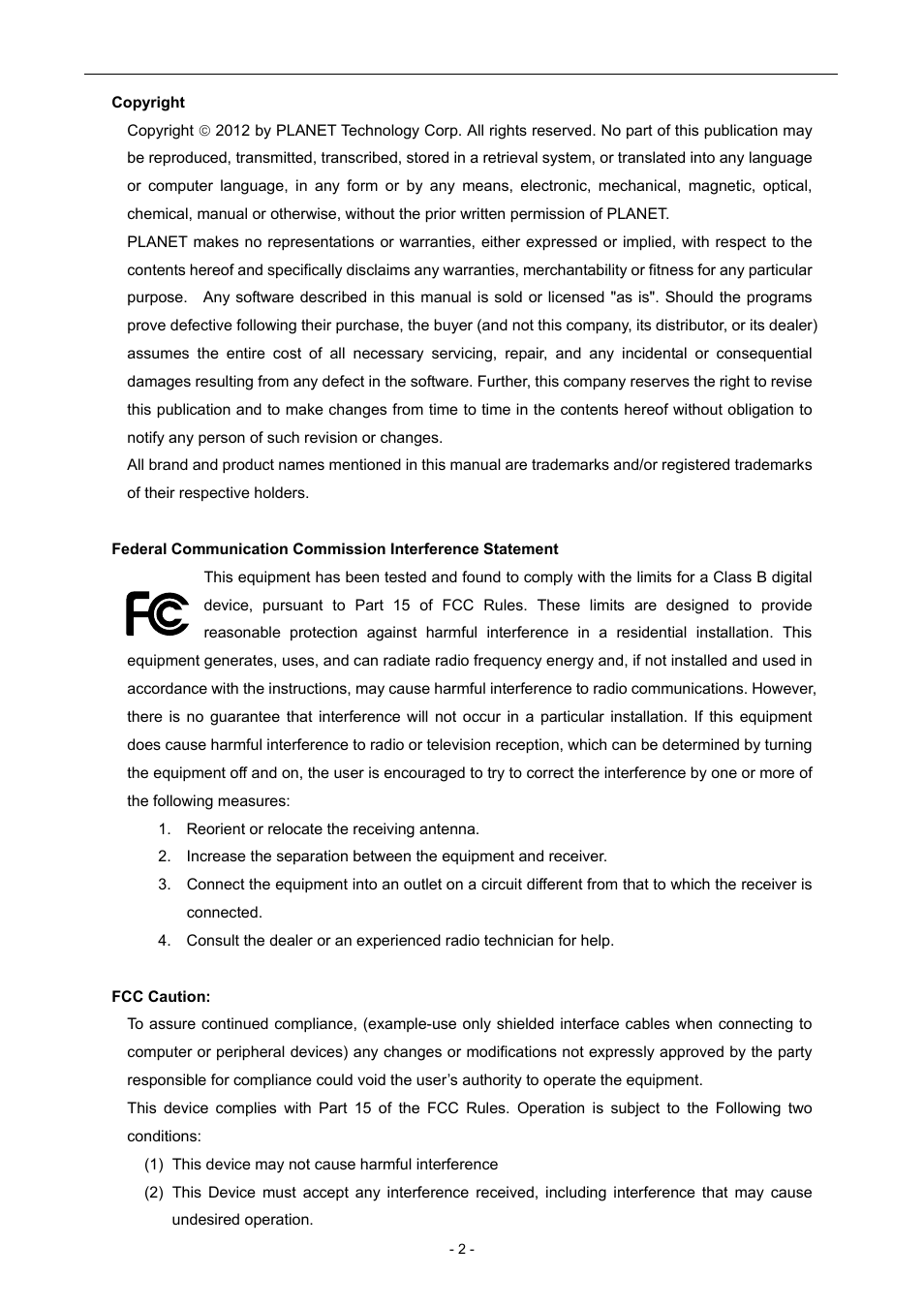 PLANET WNAP-6306 User Manual | Page 2 / 70