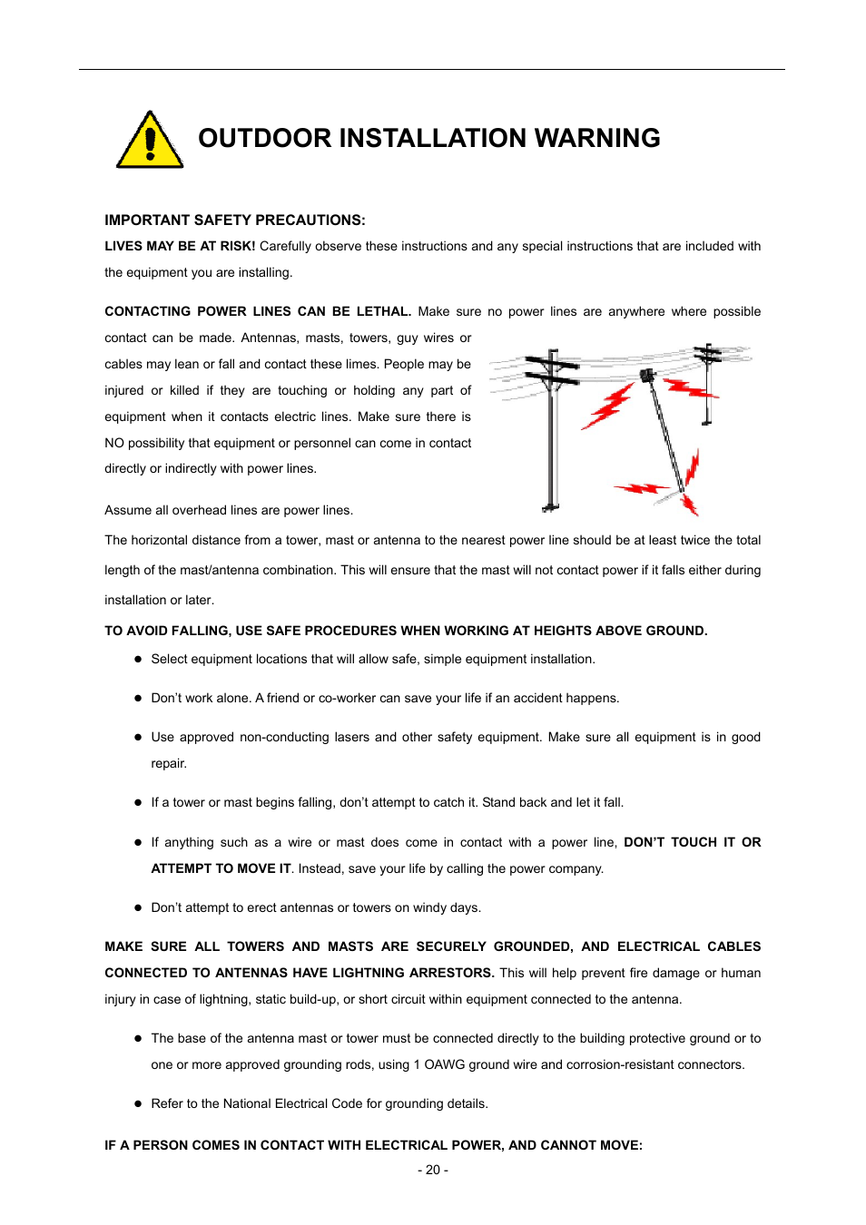 Outdoor installation warning | PLANET WNAP-6306 User Manual | Page 20 / 70