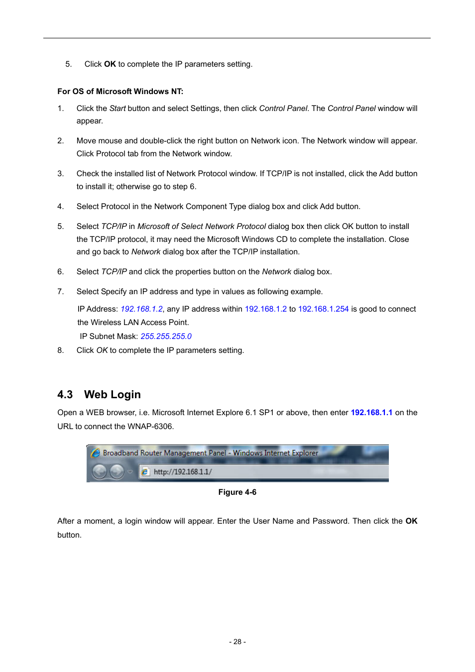 3 web login | PLANET WNAP-6306 User Manual | Page 28 / 70