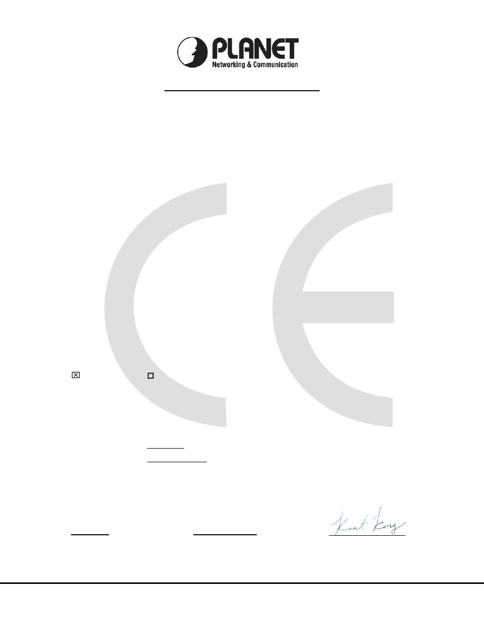 Ec declaration of conformity, Planet technology corporation | PLANET WNAP-6306 User Manual | Page 69 / 70
