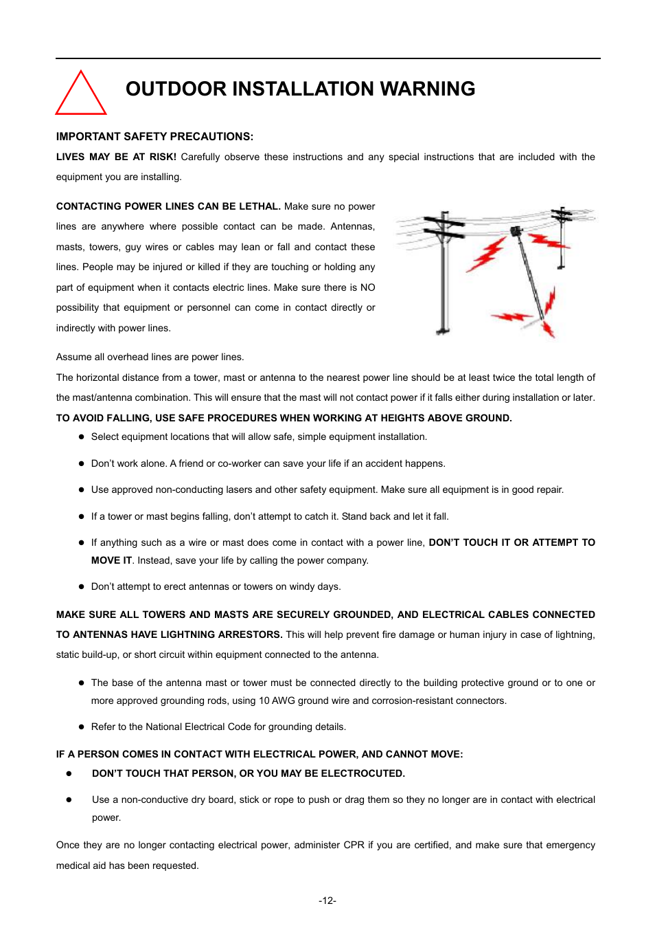 Outdoor installation warning | PLANET WNAP-6308 User Manual | Page 22 / 107