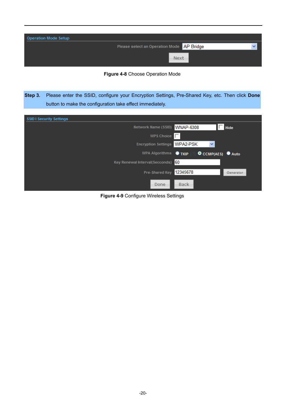 Igure, Hoose, Peration | Onfigure, Ireless, Ettings | PLANET WNAP-6308 User Manual | Page 30 / 107