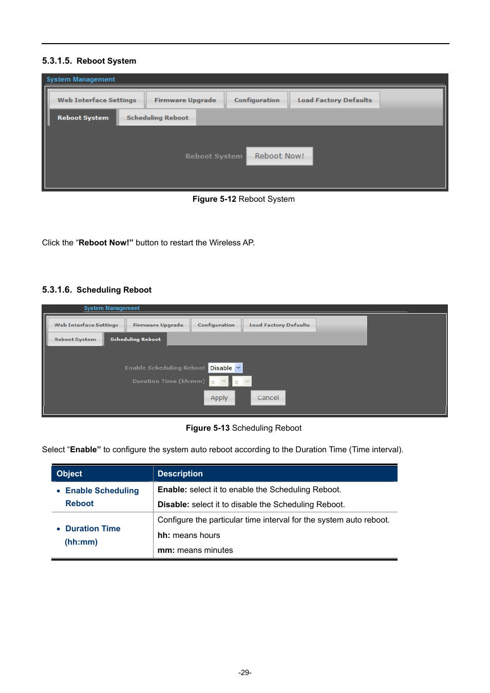 Reboot system, Scheduling reboot, Igure | Eboot, Ystem, Cheduling | PLANET WNAP-6308 User Manual | Page 39 / 107