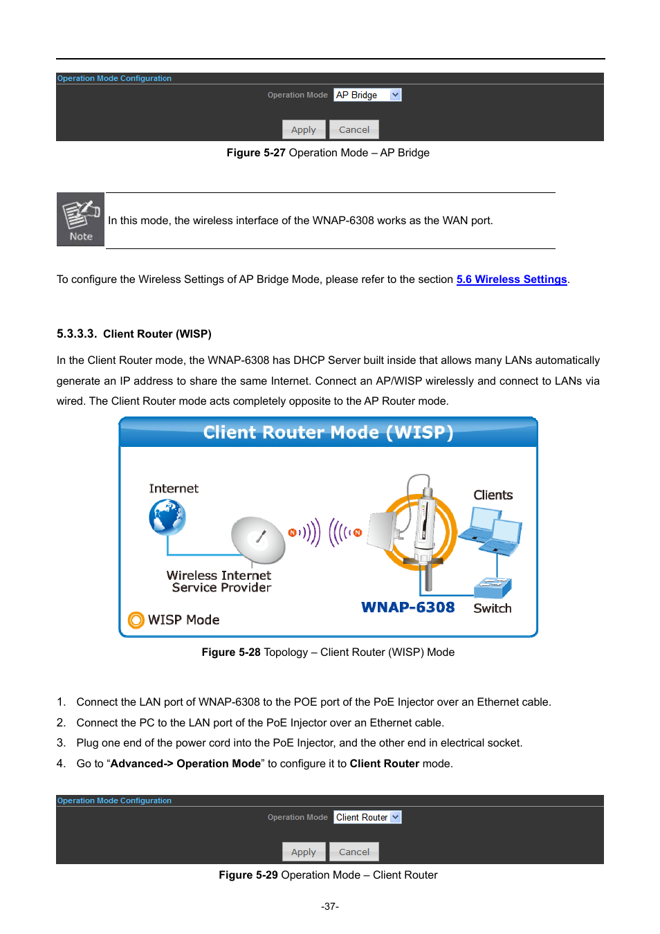 Client router (wisp), Igure, Peration | Ridge, Opology, Lient, Outer, Wisp) | PLANET WNAP-6308 User Manual | Page 47 / 107