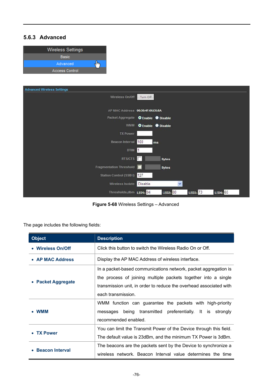 3 advanced, Advanced, Igure | Ireless, Ettings, Dvanced | PLANET WNAP-6308 User Manual | Page 86 / 107