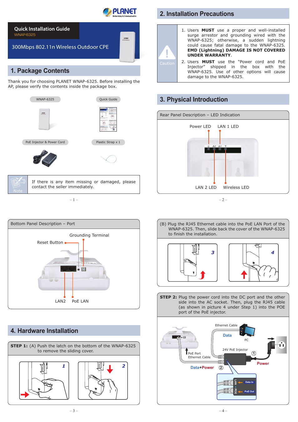 PLANET WNAP-6325 User Manual | 2 pages