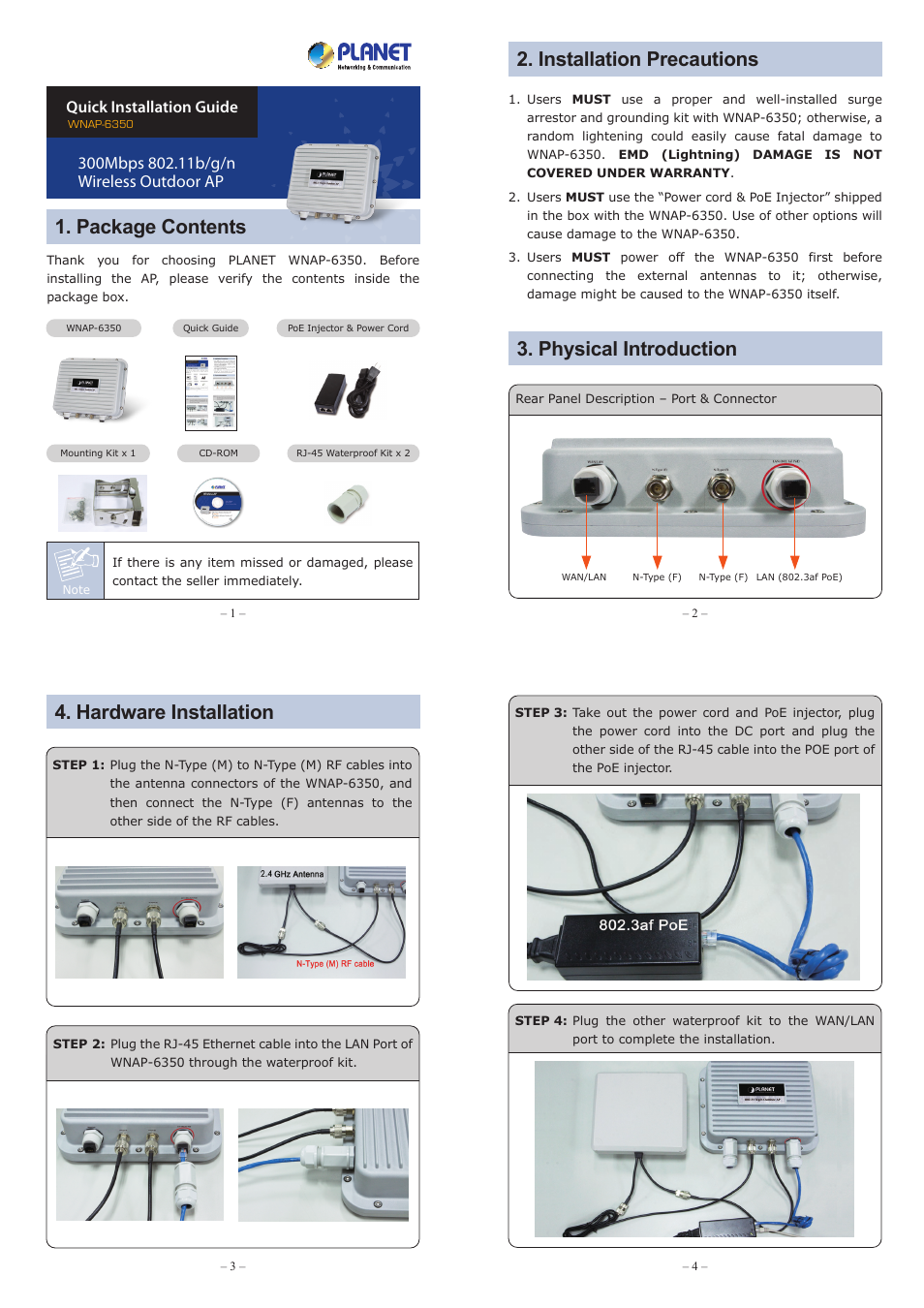 PLANET WNAP-6350 User Manual | 2 pages