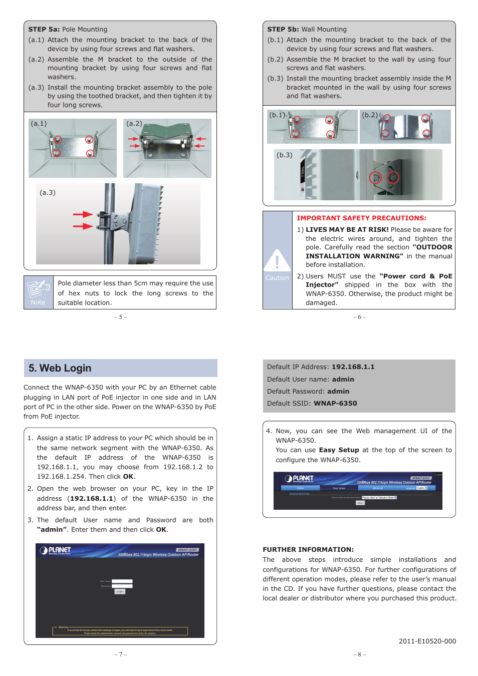 Web login, Hardware installation | PLANET WNAP-6350 User Manual | Page 2 / 2