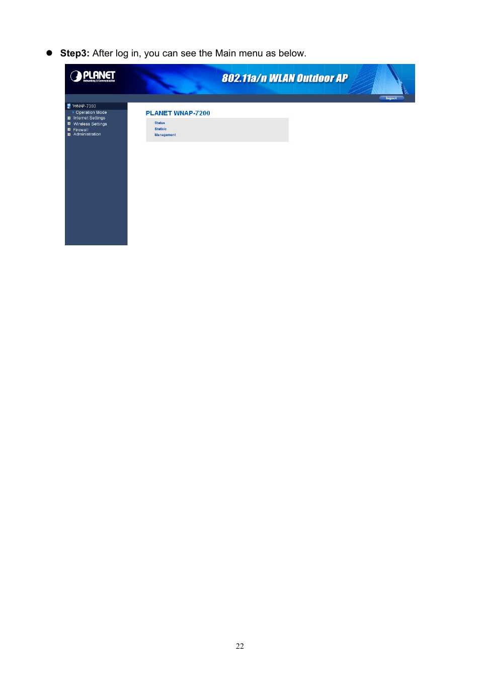 PLANET WNAP-7200 User Manual | Page 22 / 75