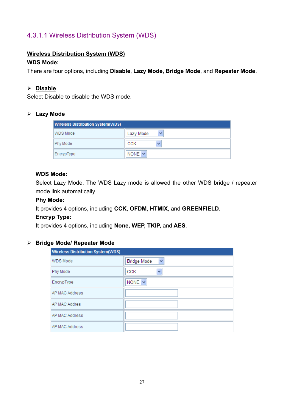 1 wireless distribution system (wds) | PLANET WNAP-7200 User Manual | Page 27 / 75