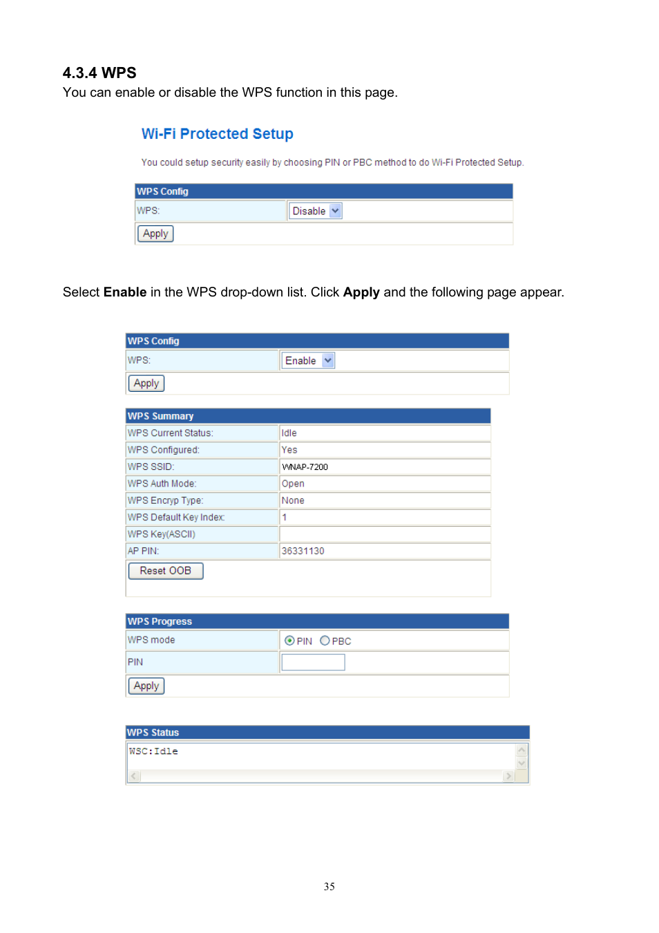 4 wps | PLANET WNAP-7200 User Manual | Page 35 / 75