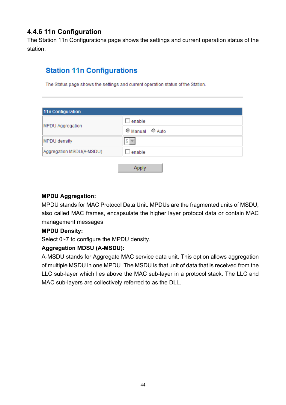 6 11n configuration | PLANET WNAP-7200 User Manual | Page 44 / 75