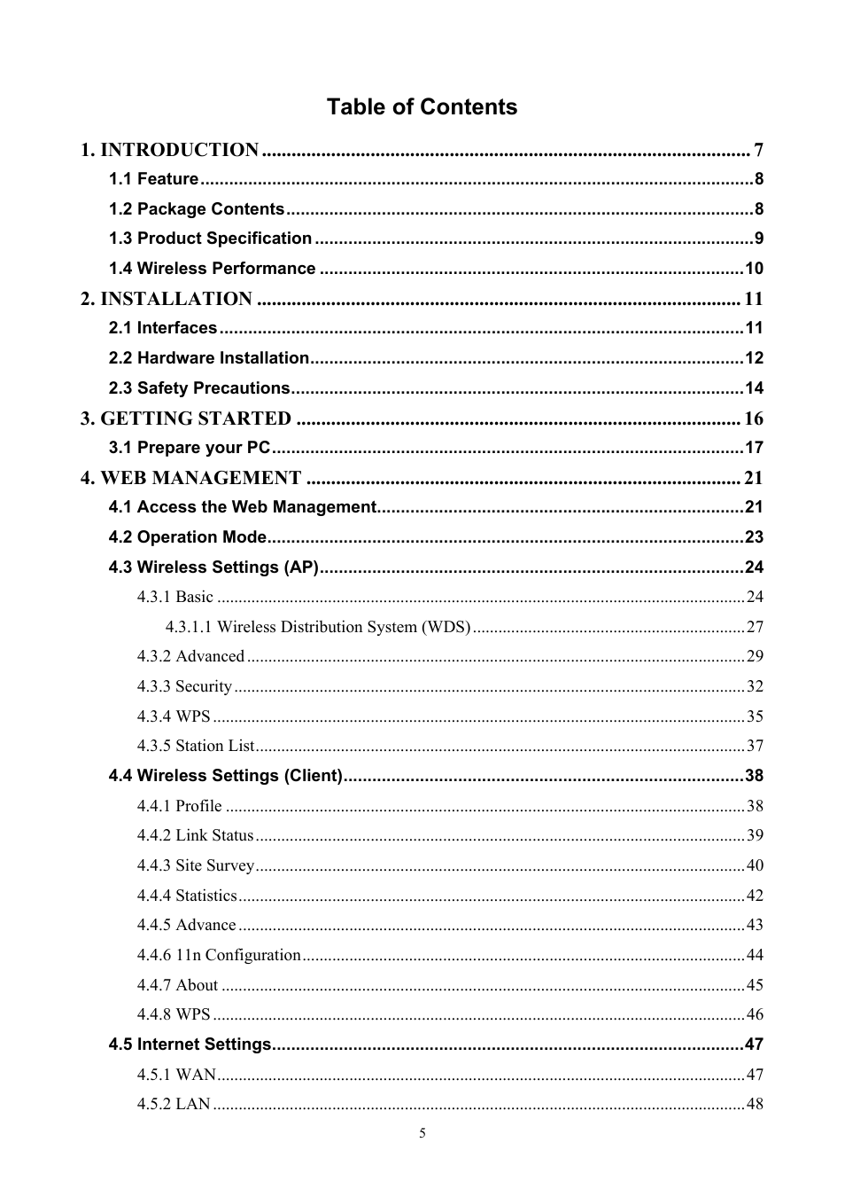 PLANET WNAP-7200 User Manual | Page 5 / 75