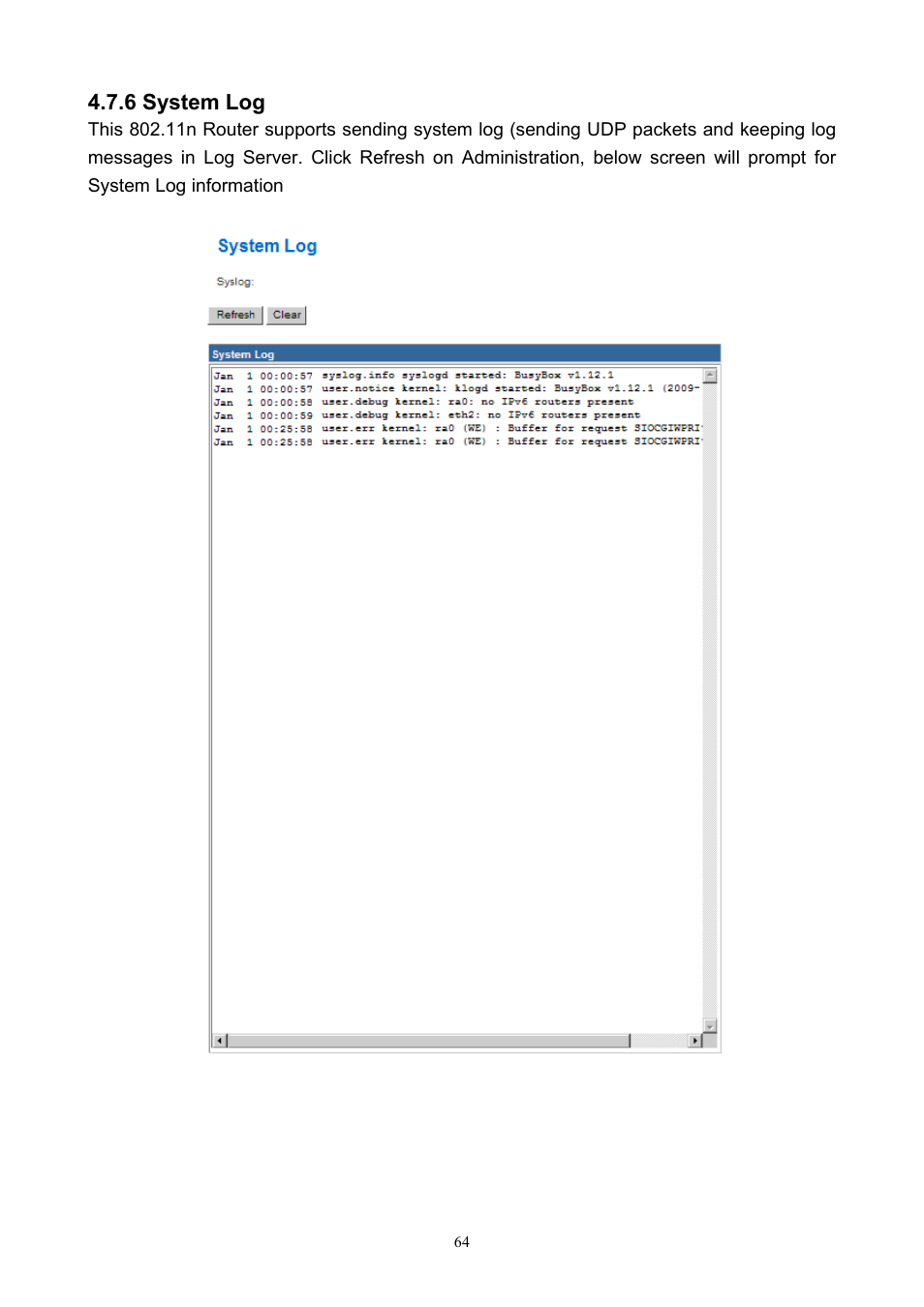 6 system log | PLANET WNAP-7200 User Manual | Page 64 / 75