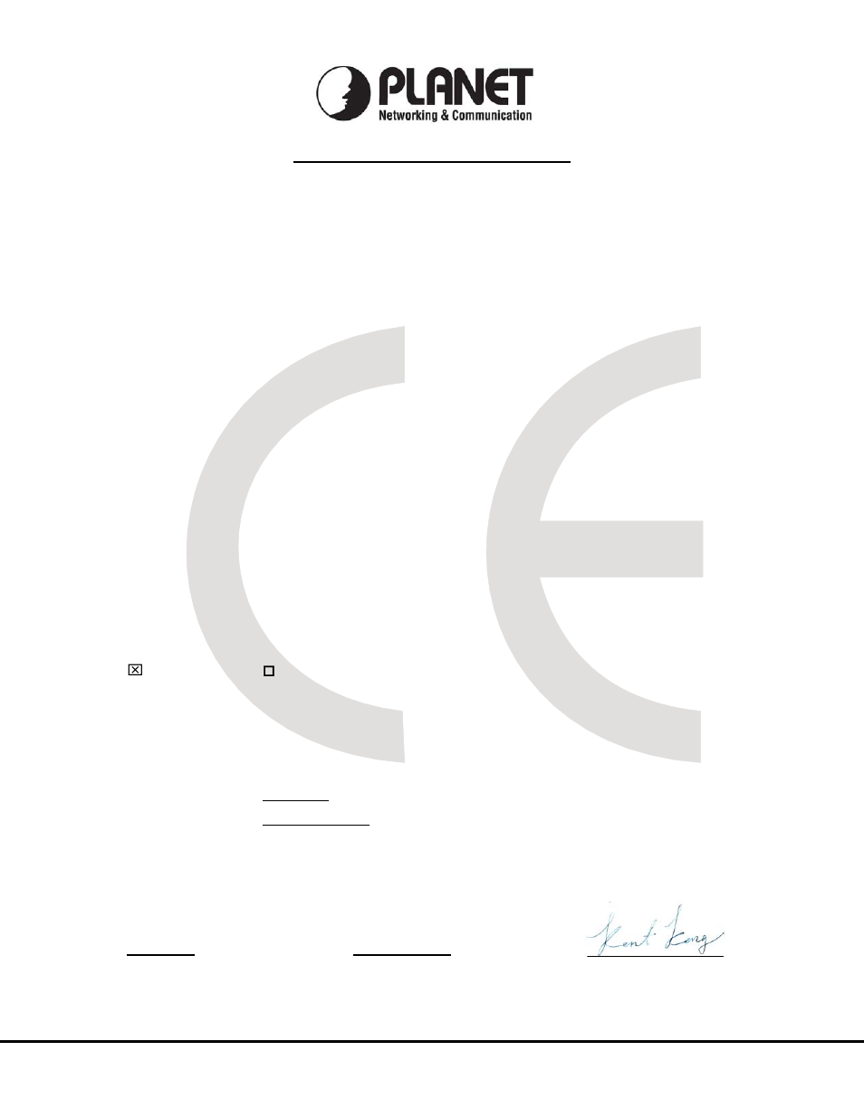 Ec declaration of conformity, Planet technology corporation | PLANET WNAP-7205 User Manual | Page 106 / 107