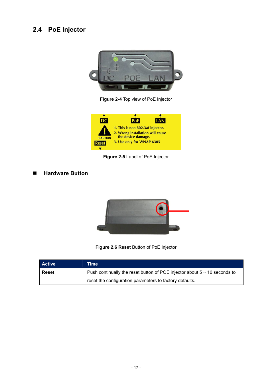 4 poe injector | PLANET WNAP-7205 User Manual | Page 17 / 107