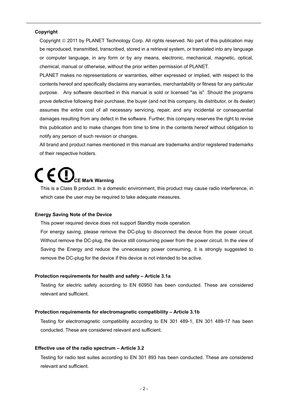PLANET WNAP-7205 User Manual | Page 2 / 107
