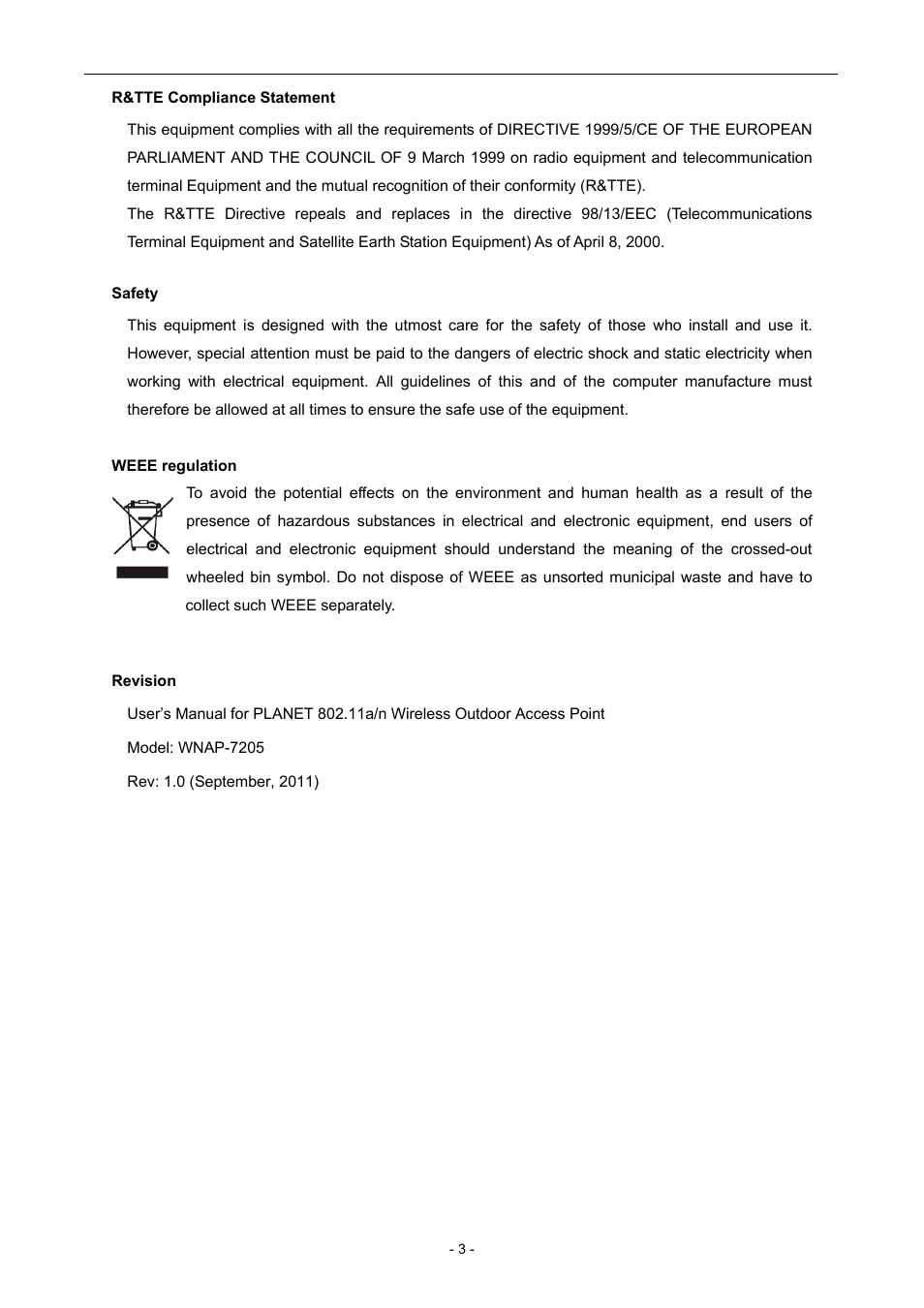 PLANET WNAP-7205 User Manual | Page 3 / 107