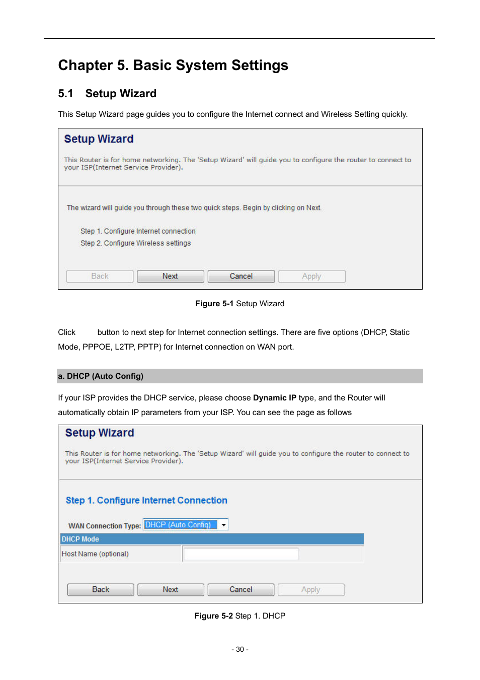 Chapter 5. basic system settings, 1 setup wizard, Setup wizard | PLANET WNAP-7205 User Manual | Page 30 / 107