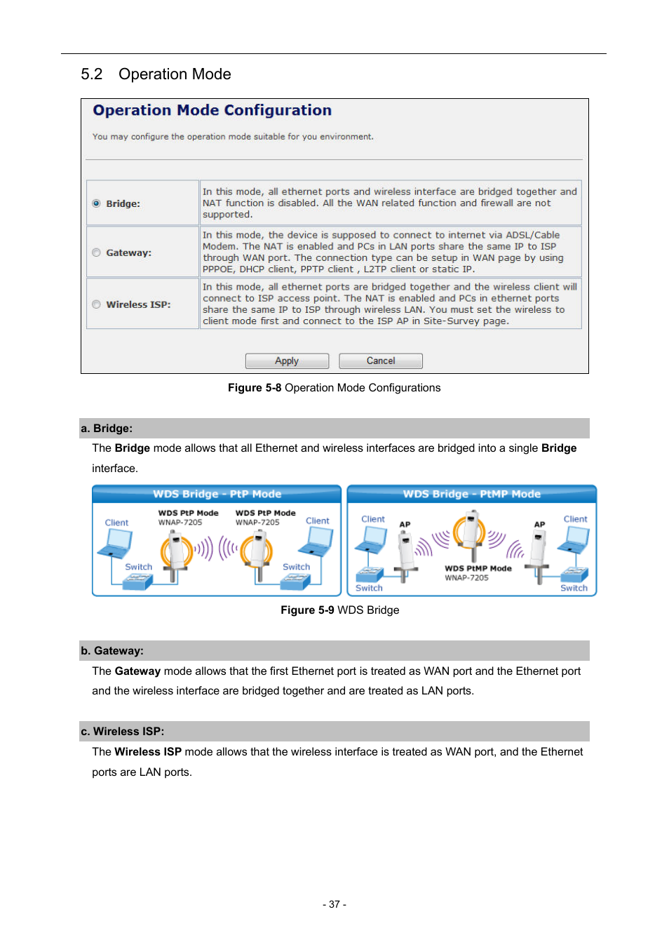 2 operation mode | PLANET WNAP-7205 User Manual | Page 37 / 107
