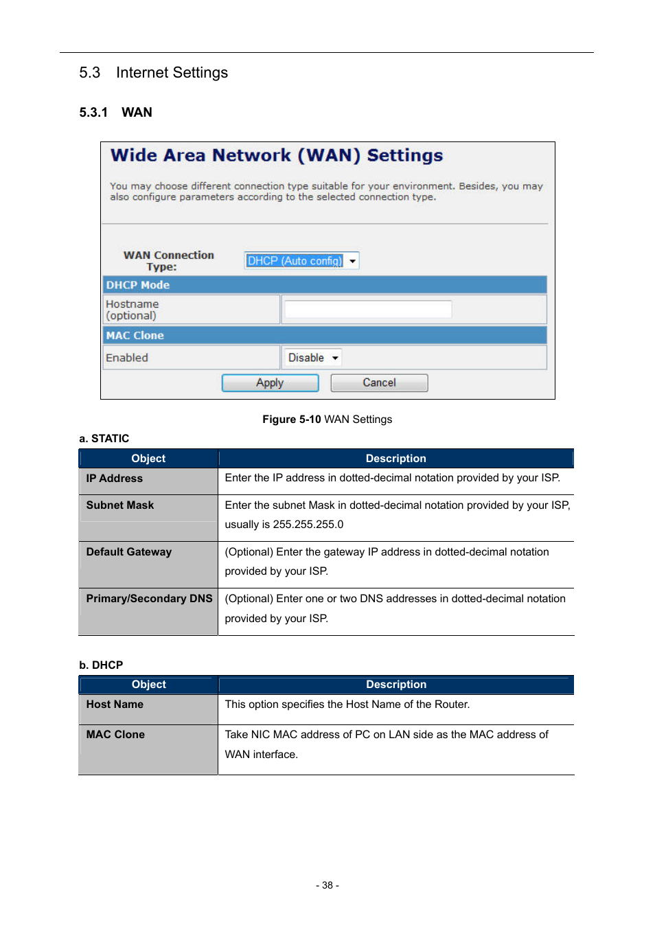 3 internet settings, 1 wan | PLANET WNAP-7205 User Manual | Page 38 / 107