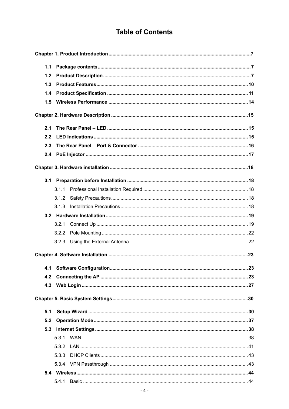 PLANET WNAP-7205 User Manual | Page 4 / 107