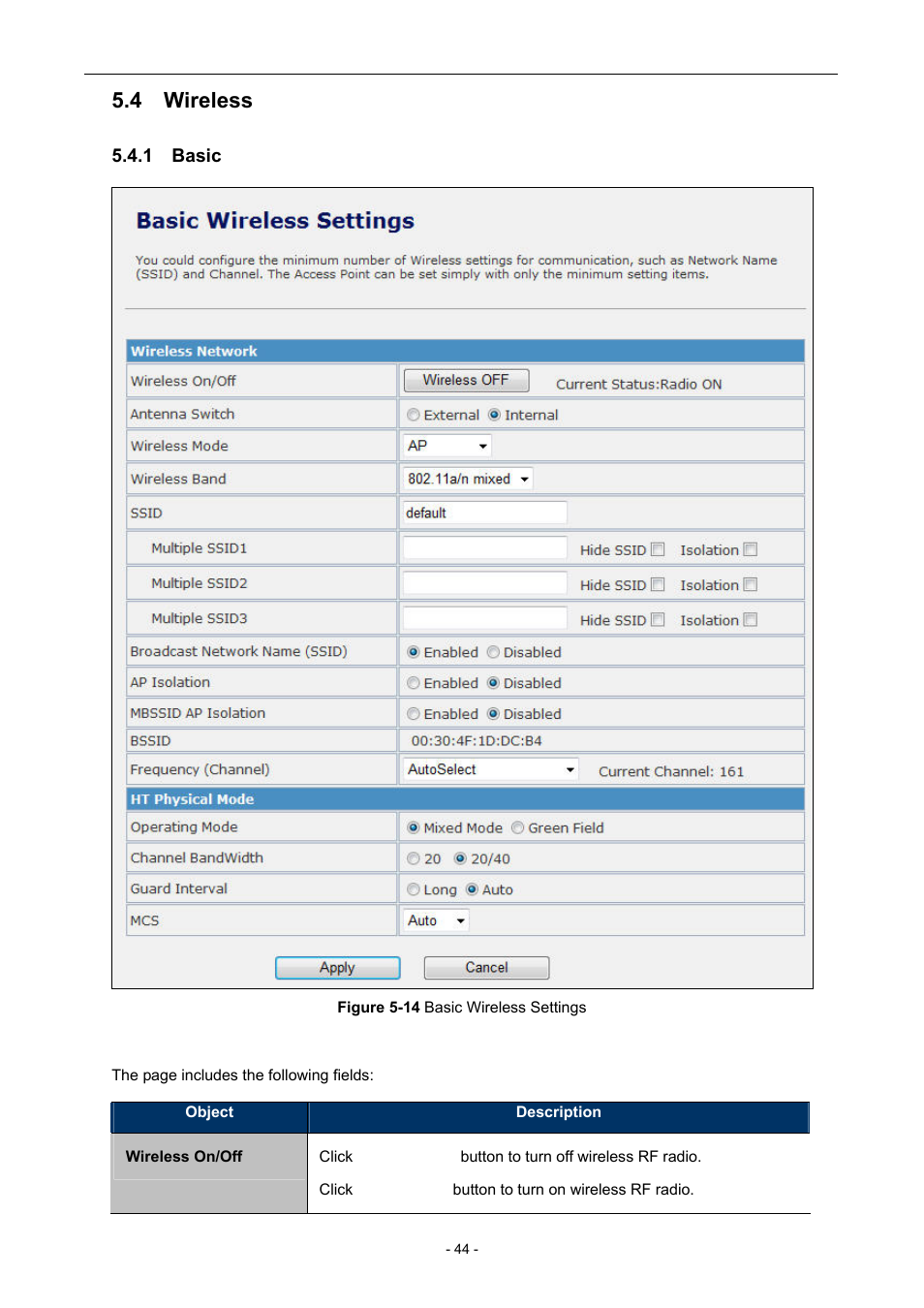 4 wireless, 1 basic | PLANET WNAP-7205 User Manual | Page 44 / 107