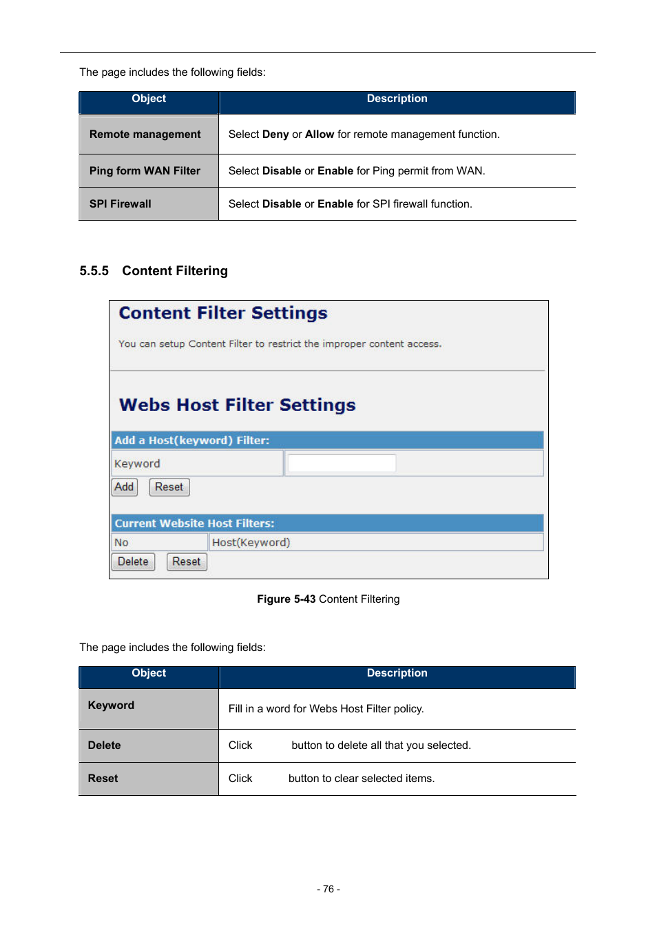5 content filtering | PLANET WNAP-7205 User Manual | Page 76 / 107