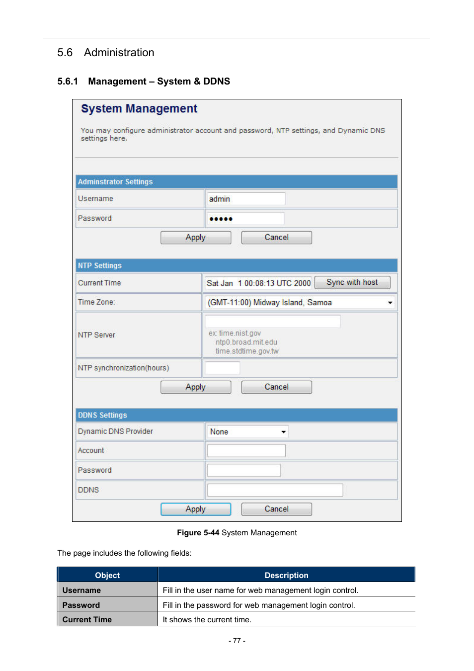 6 administration, 1 management – system & ddns | PLANET WNAP-7205 User Manual | Page 77 / 107