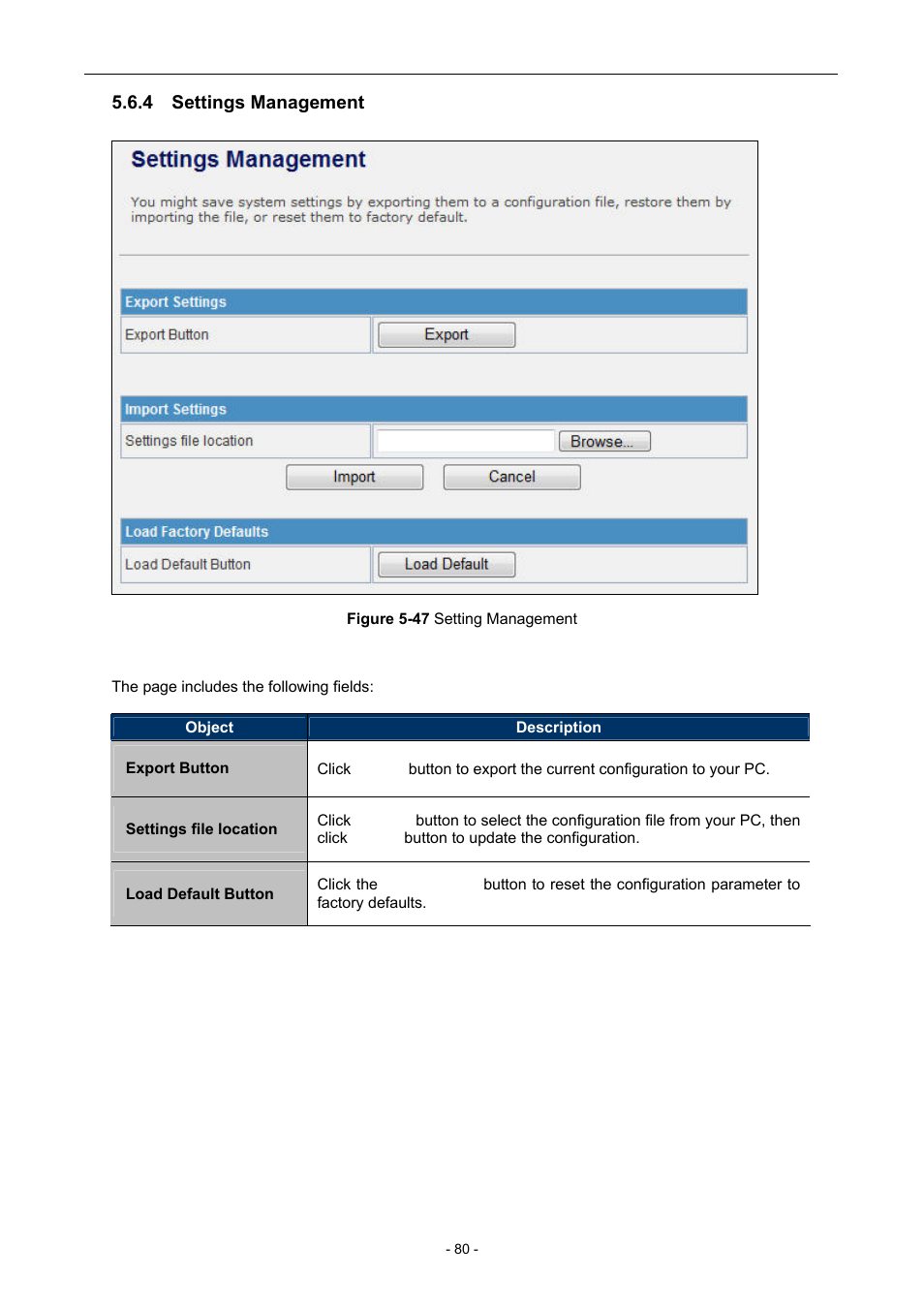 4 settings management | PLANET WNAP-7205 User Manual | Page 80 / 107